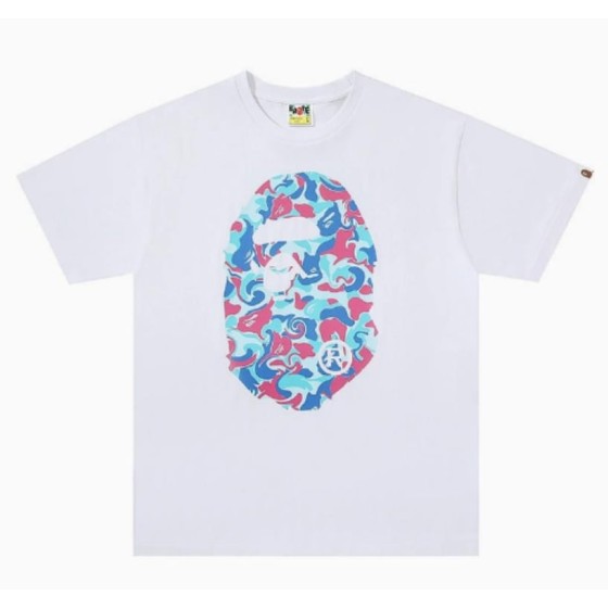 White BAPE Abstract Camo Ape Head T-Shirt